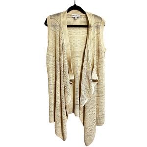 Knox Rose Knit Longline Cardigan Drapey Open Knit Long Duster Tan 1X